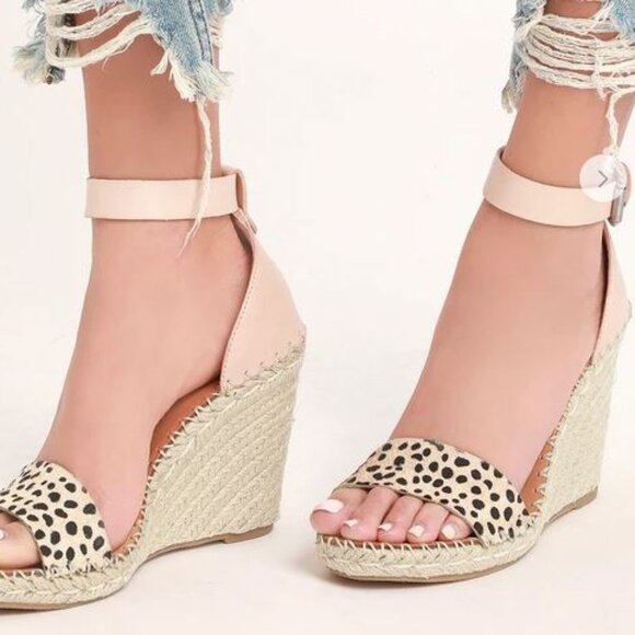 DOLCE VITA| Noor Leopard Calf Hair Espadrille Leather Wedges - SZ 10 worn 1X - Picture 1 of 11